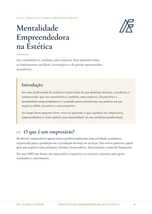 Capa do Mentalidade Empreendedora na Estética